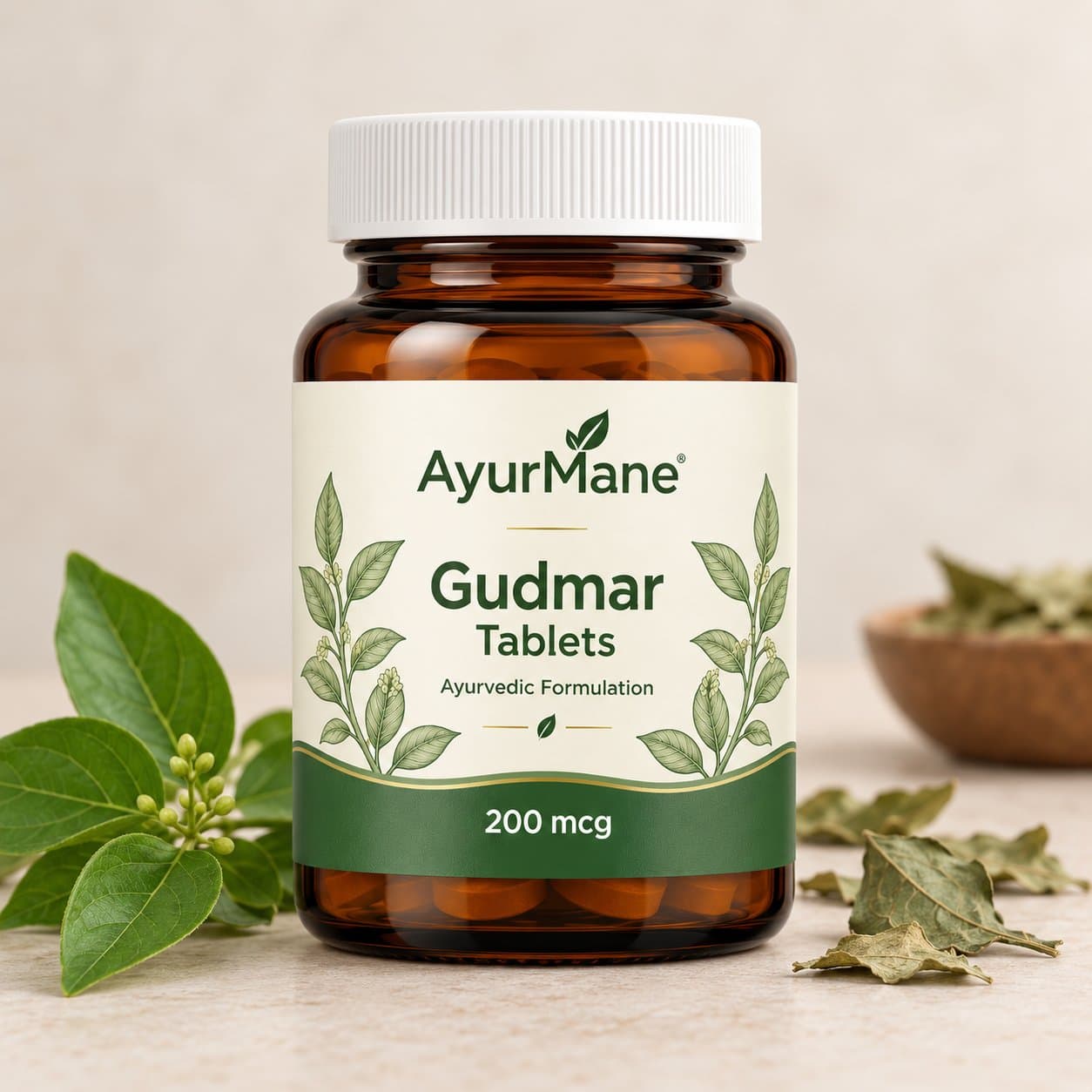 Gudmar Tablets, shown with its key botanicals