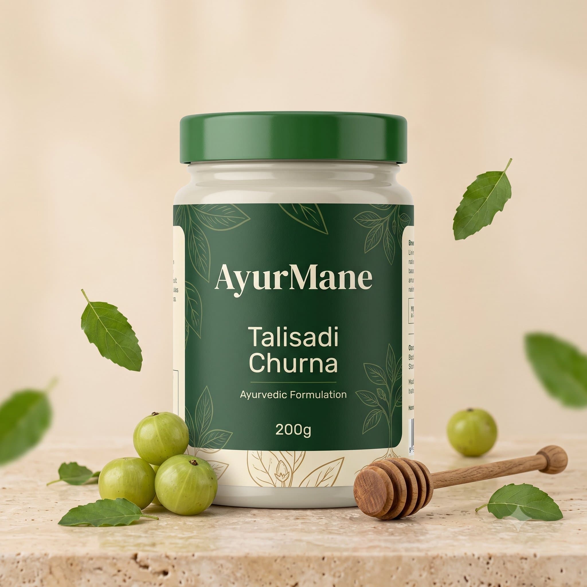 Talisadi Churna, shown with its key botanicals