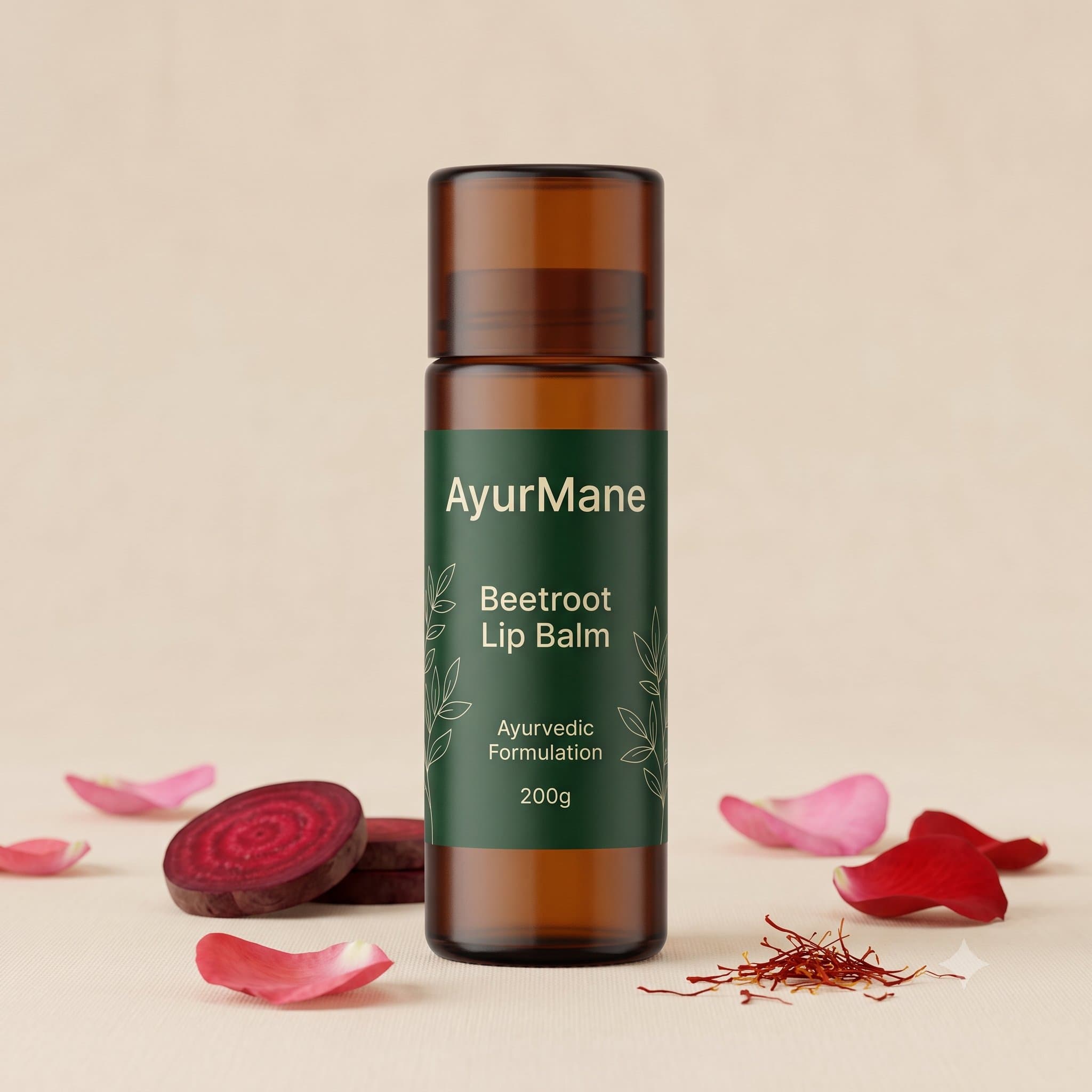 Beetroot Lip Balm, shown with its key botanicals