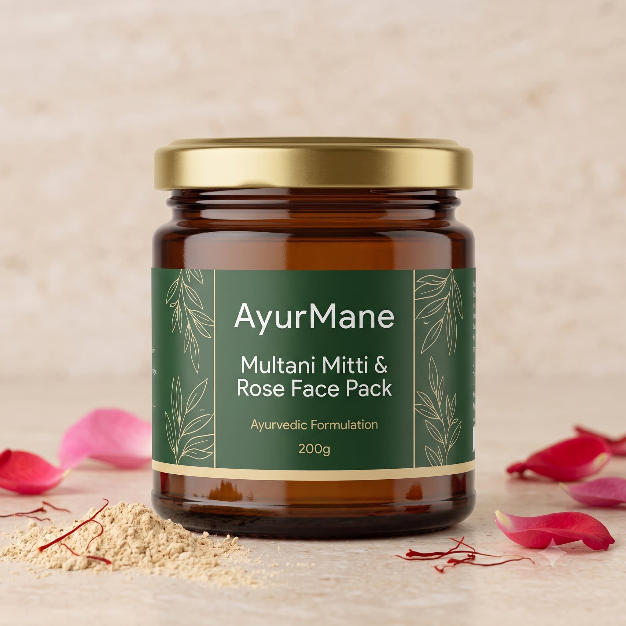 Multani Mitti & Rose Face Pack, shown with its key botanicals