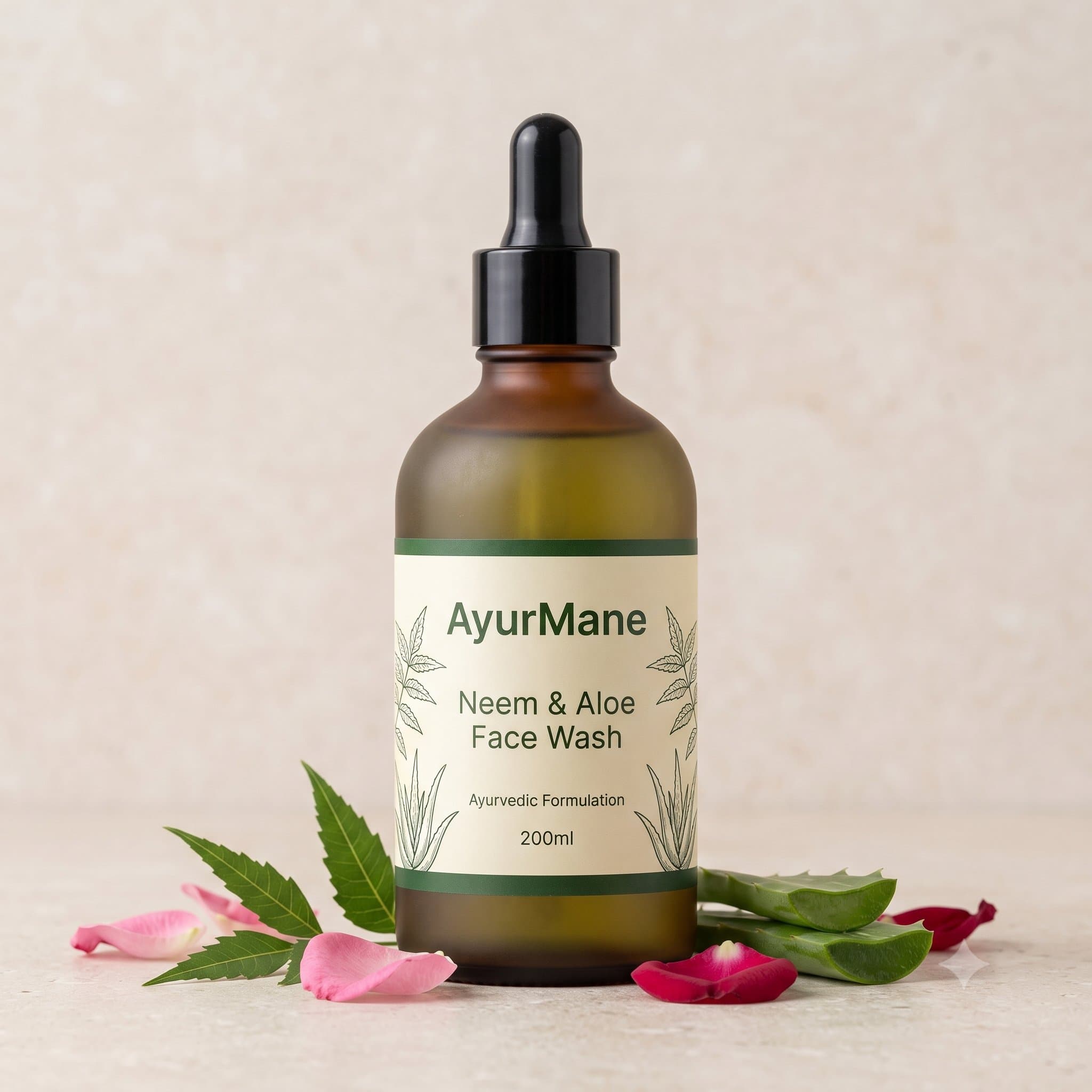 Neem & Aloe Face Wash, shown with its key botanicals
