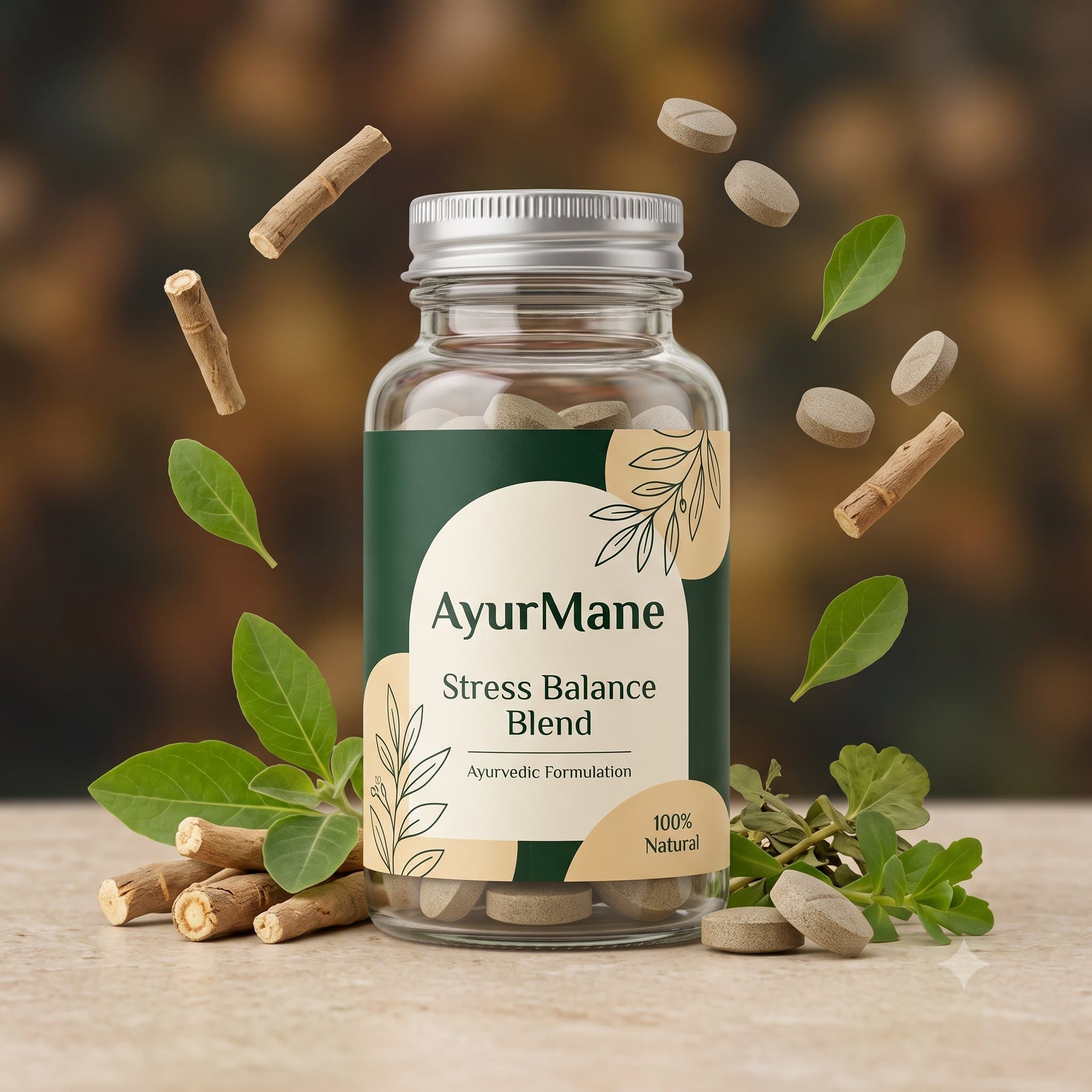 Stress Balance Blend, shown with its key botanicals