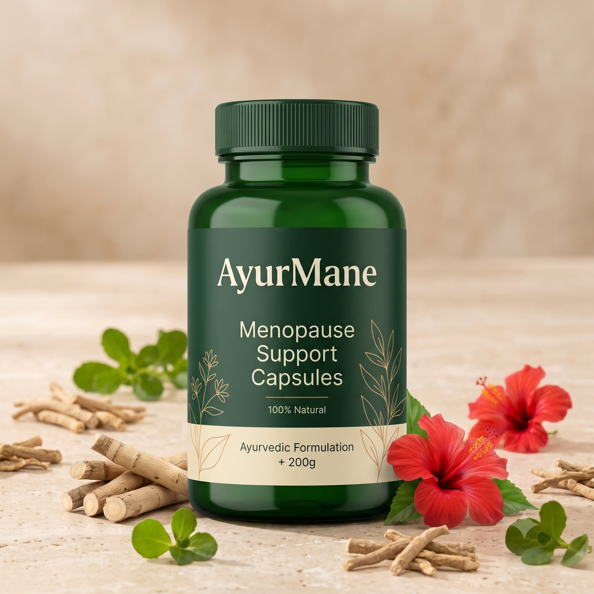 Menopause Support Capsules, shown with its key botanicals